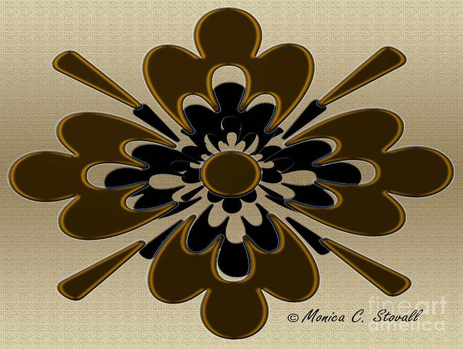 Chocolate Brown on Gold Floral Design Digital Art by Monica C Stovall