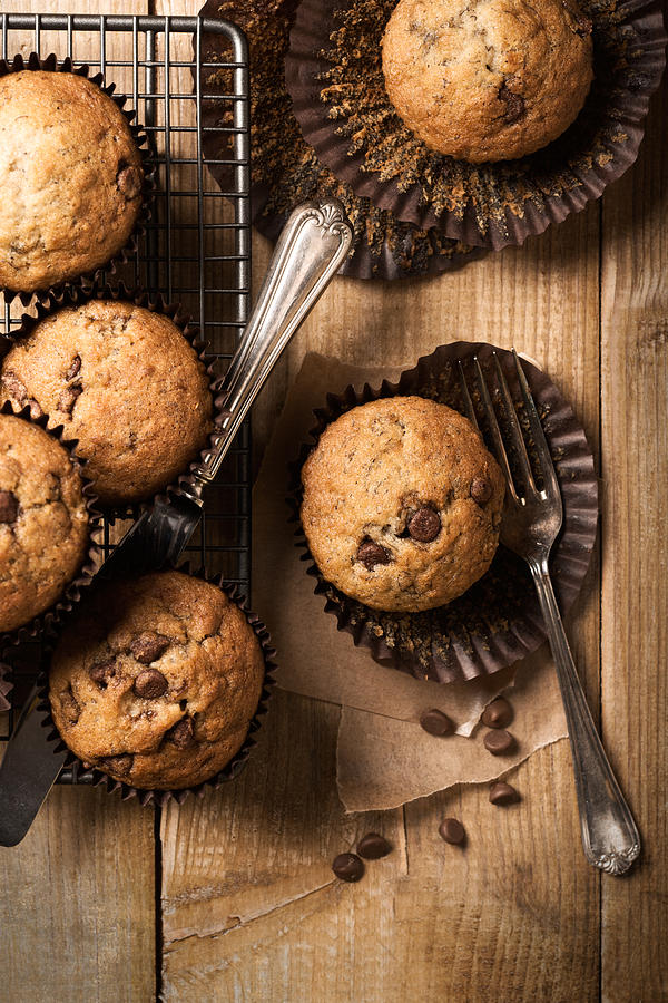 Vintage Photograph - Chocolate Chip Muffins by Amanda Elwell