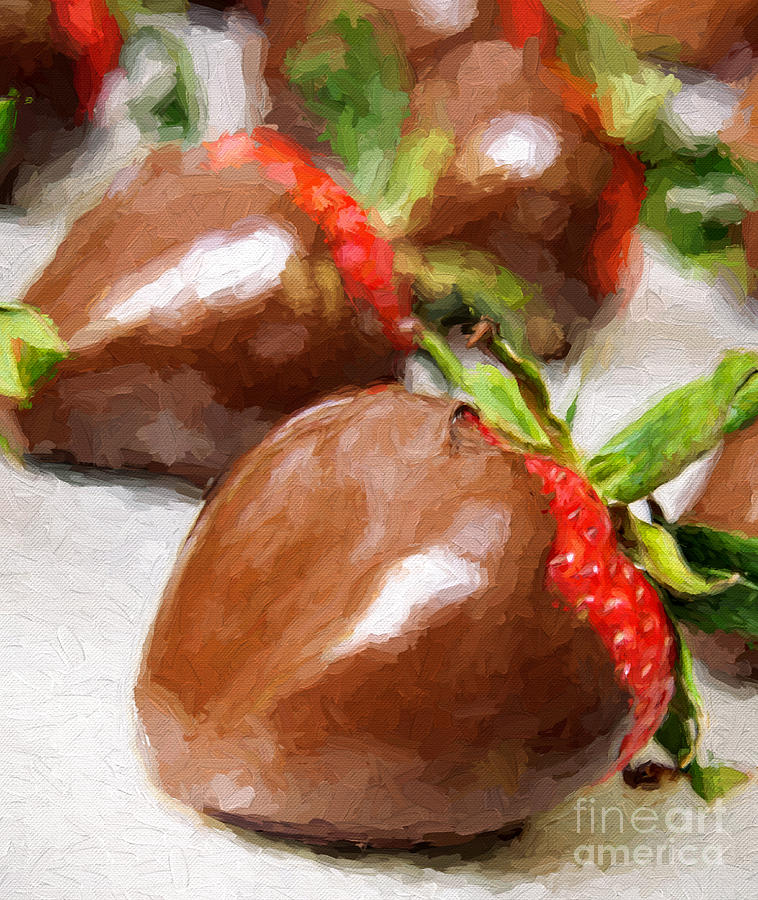 Chocolate Covered Strawberries Painterly 1 Photograph by Andee Design