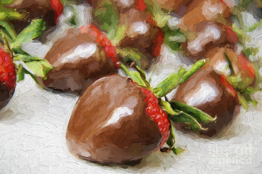 Chocolate Covered Strawberries Painterly 2 Photograph by Andee Design