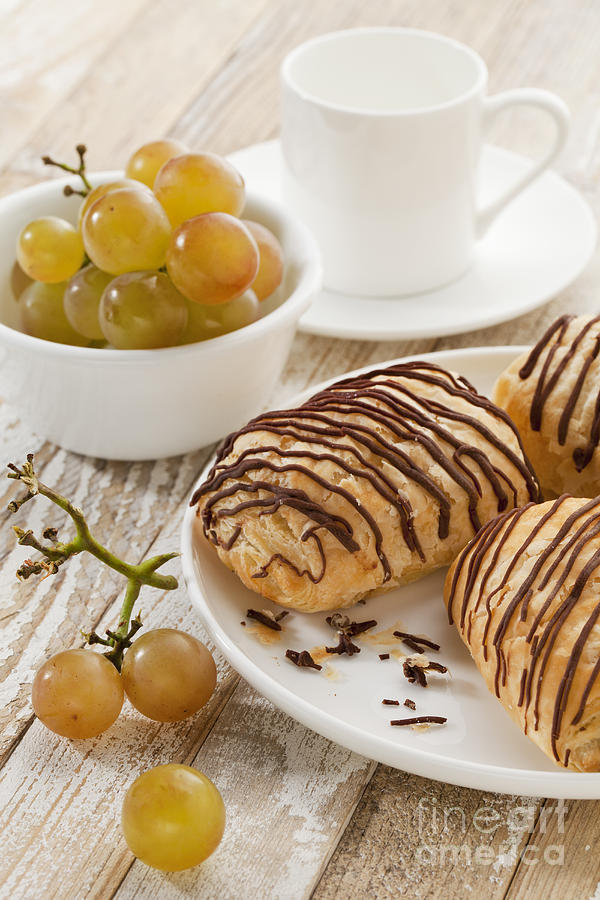 Chocolate Croissants  Grapes And Coffee Photograph by Marek Uliasz