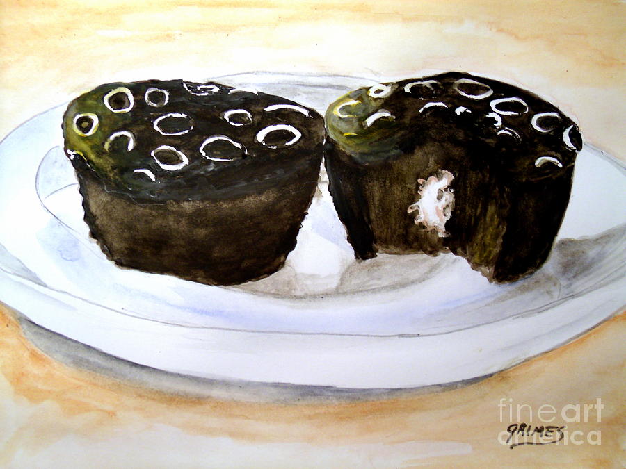 Chocolate Cupcakes Painting by Carol Grimes