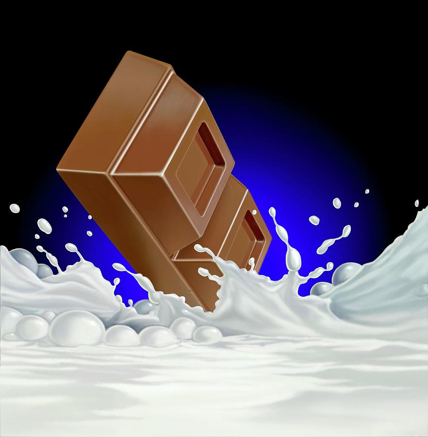 Chocolate Falling Into Milk Photograph by Leonello Calvetti/science Photo Library