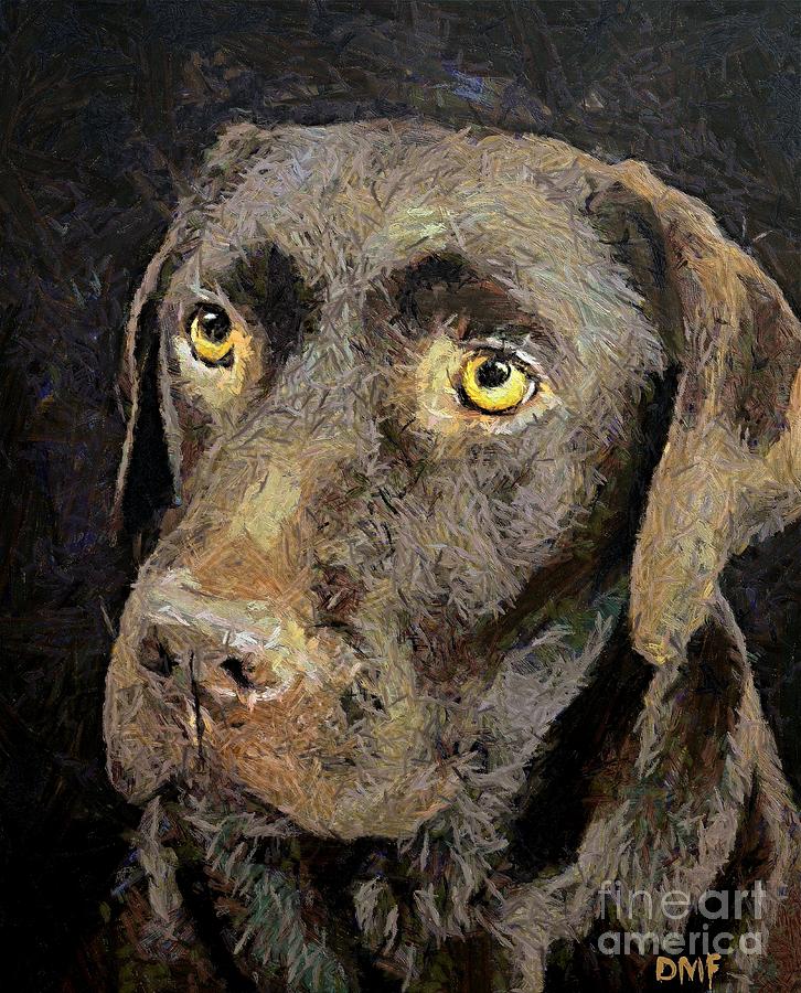 Dog Painting - Chocolate Labrador by Dragica  Micki Fortuna