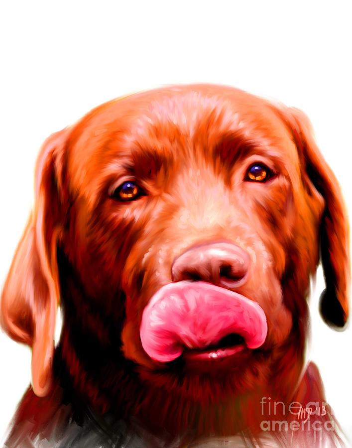 Dog Painting - Chocolate Labrador Tongue by Iain McDonald