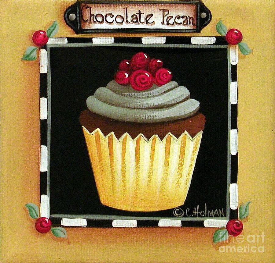 Cake Painting - Chocolate Pecan Cupcake by Catherine Holman
