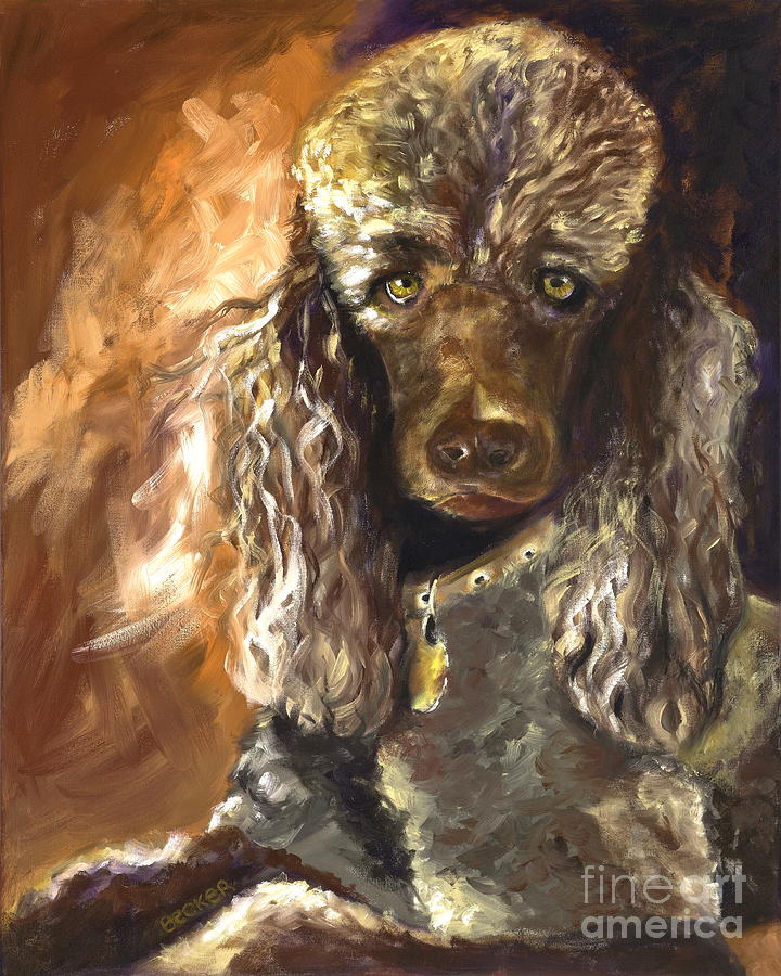 Dog Painting - Chocolate Poodle by Susan A Becker