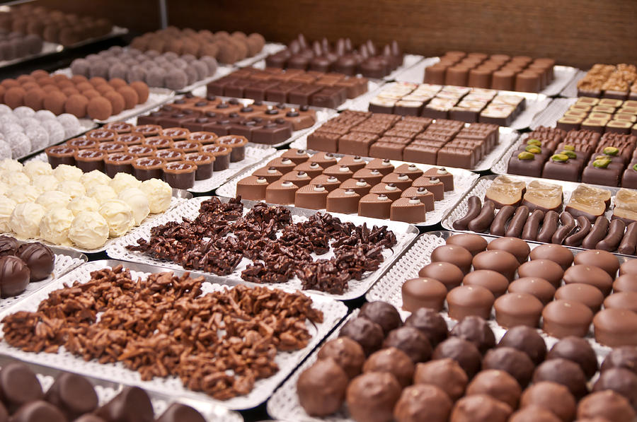 chocolate pralines in a Swiss confiserie Photograph by Assalve