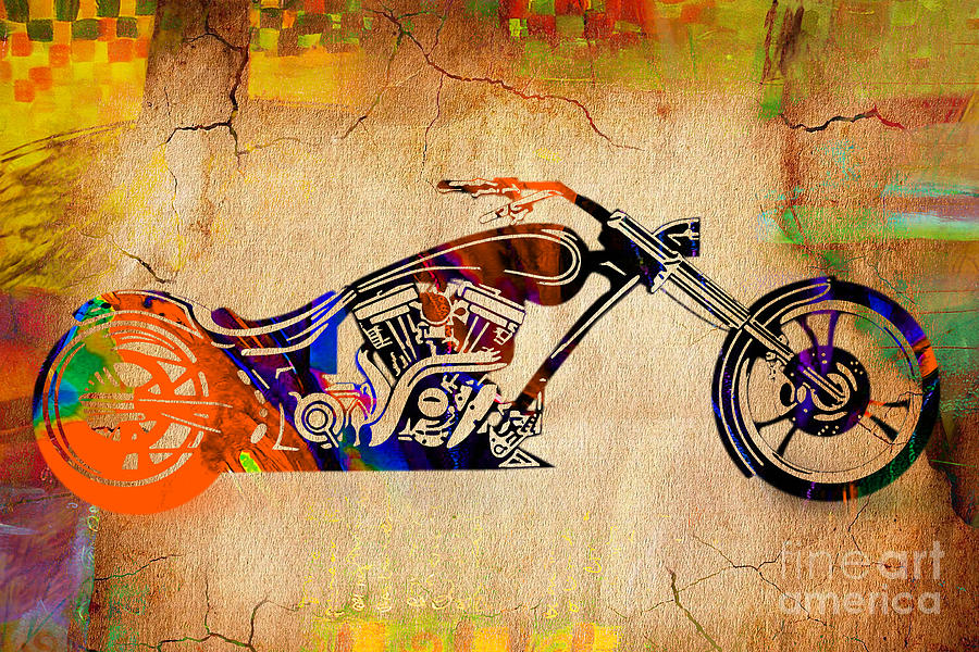 Motorcycle Mixed Media - Chopper Motorcycle by Marvin Blaine