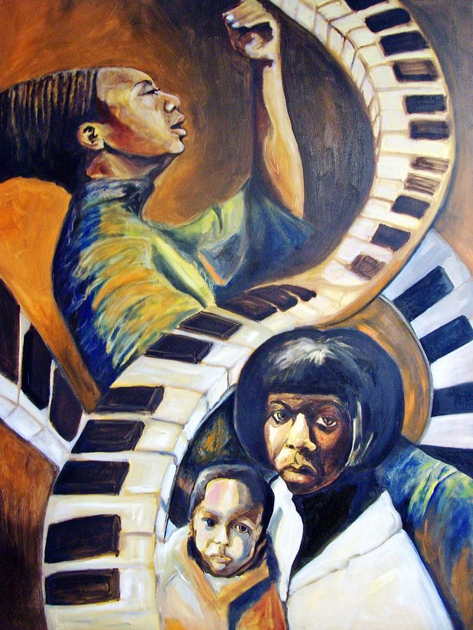 Portrait Painting - Chords portrait of Nina Simone by Joyce McEwen Crawford Portrait Painting - Chords portrait of Nina Simone by Joyce McEwen Crawford