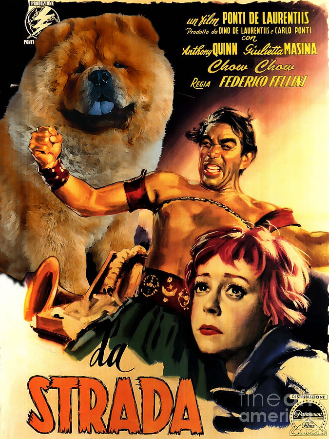 Animal Painting - Chow Chow La Strada Movie Poster by Sandra Sij