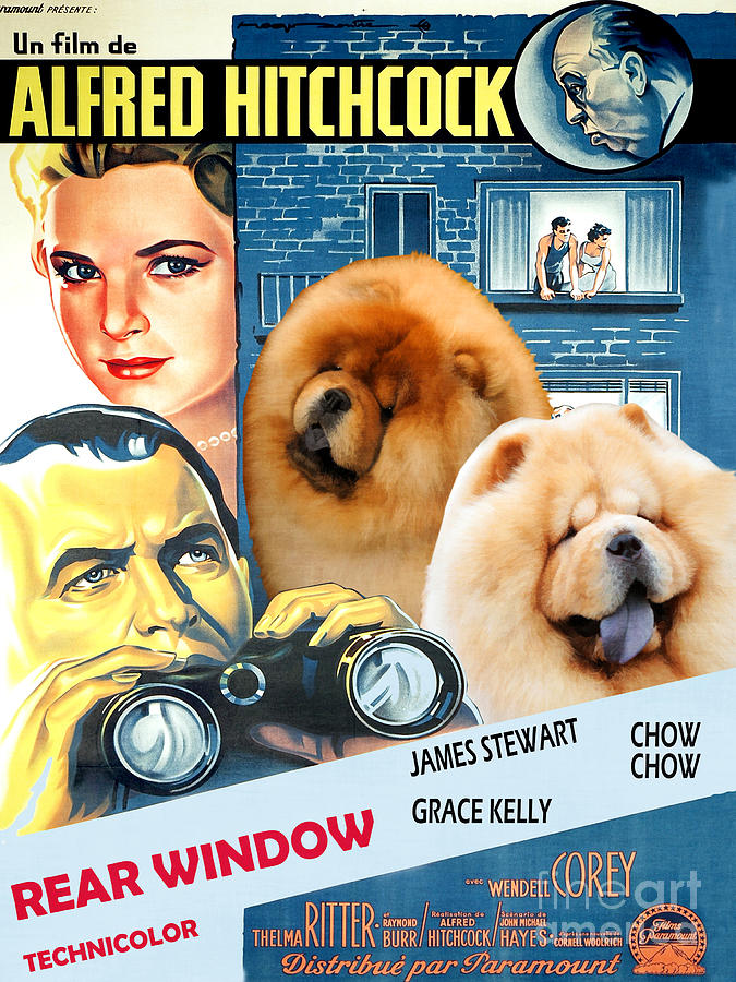Chow Chow Rear Window Movie Poster Painting by Sandra Sij