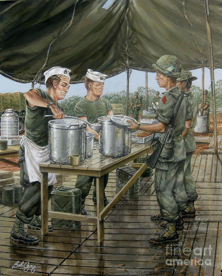 Chow Time On The DMZ Painting by Bob  George