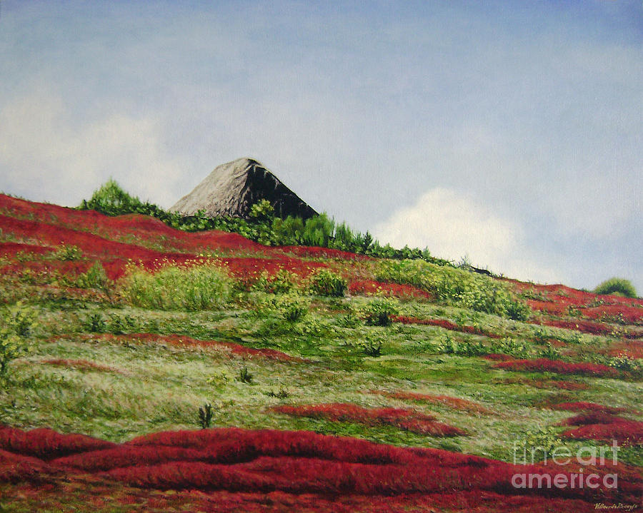 Nature Painting - Choza en el Paramo en Rojo by Pincay Art