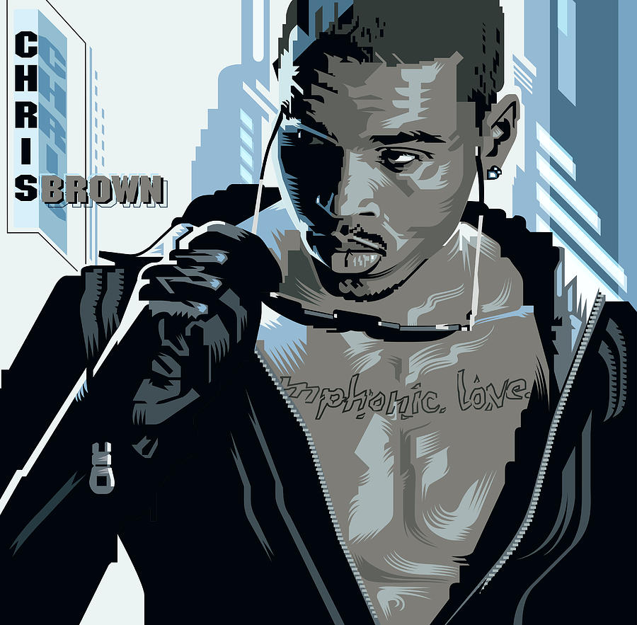 Chris Brown Portrait Painting by Garth Glazier