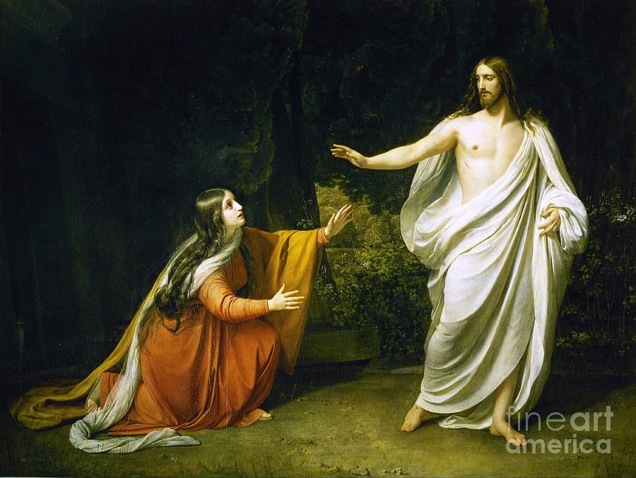 Christ and Mary Magdalene after resurrection Painting by Thea Recuerdo
