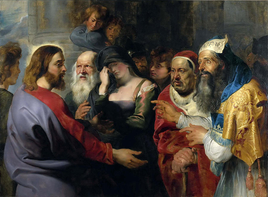 Christ and the adulteress Painting by Peter Paul Rubens