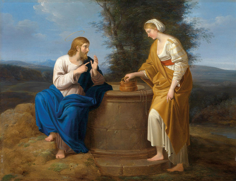 Christ and the Good Samaritan at the Well Painting by Ferdinand Georg Waldmueller
