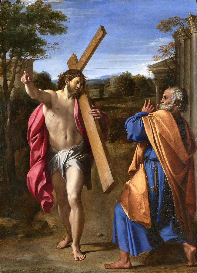 Christ appearing to Saint Peter on the Appian Way Painting by Annibale Carracci