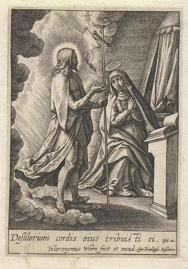 Flag Drawing - Christ Appears To Mary, Hieronymus Wierix by Hieronymus Wierix