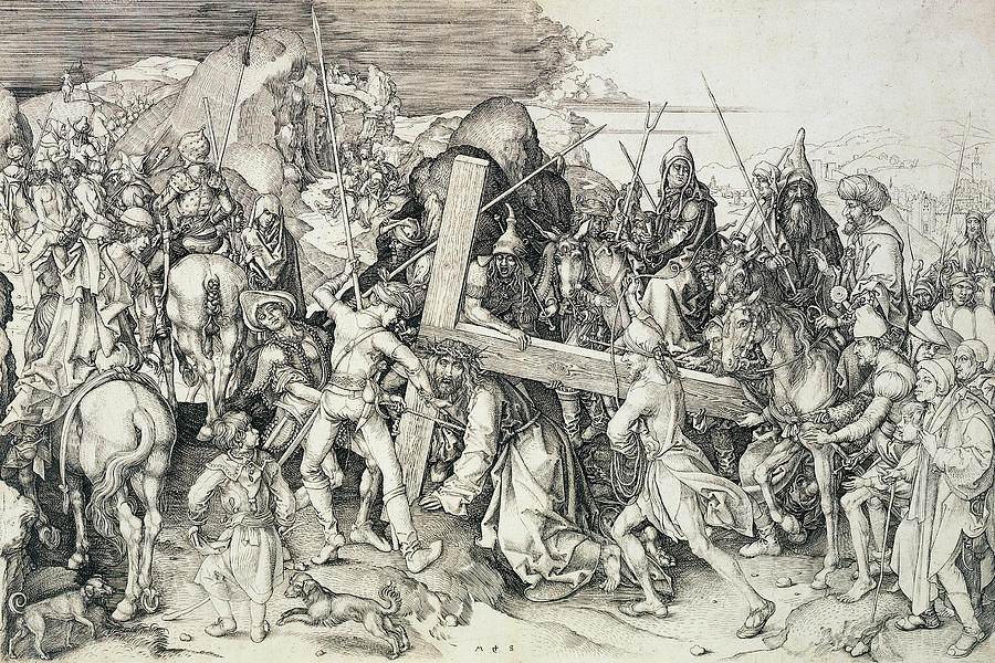 Jesus Christ Painting - Christ bearing his cross by Martin Schongauer