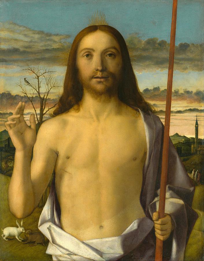Portrait Painting - Christ Blessing by Giovanni Bellini