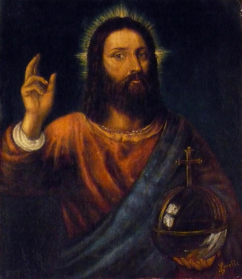 Christ Blessing Painting By Titian Painting by Jaro Zbijar