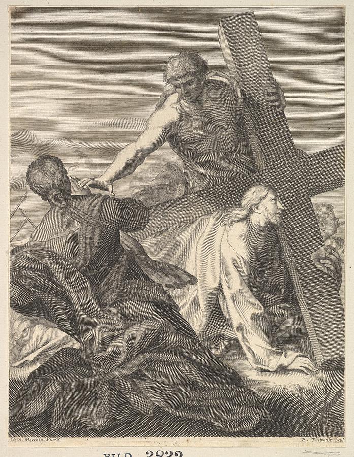 Christ Carrying The Cross Drawing by Benoit Thiboust Fine Art America