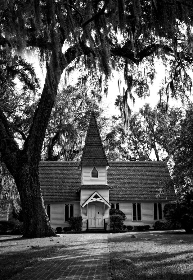 Christ Church Frederica in Black and White Photograph by Greg and Chrystal Mimbs