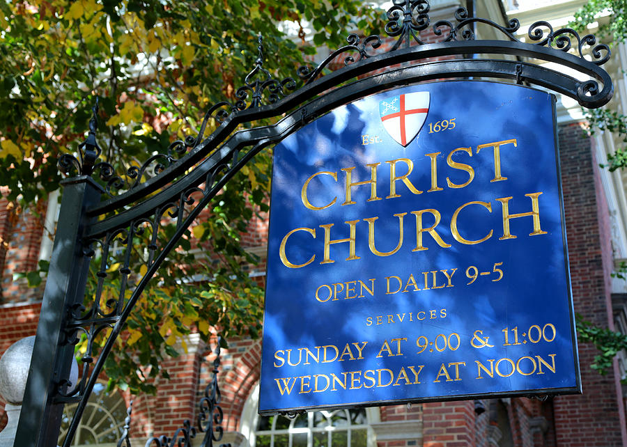 Architecture Photograph - Christ Church Sign -- Philadelphia by Stephen Stookey