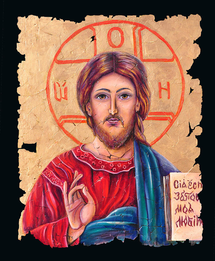 Christ Icon fresco Painting by OLena Art - Pixels