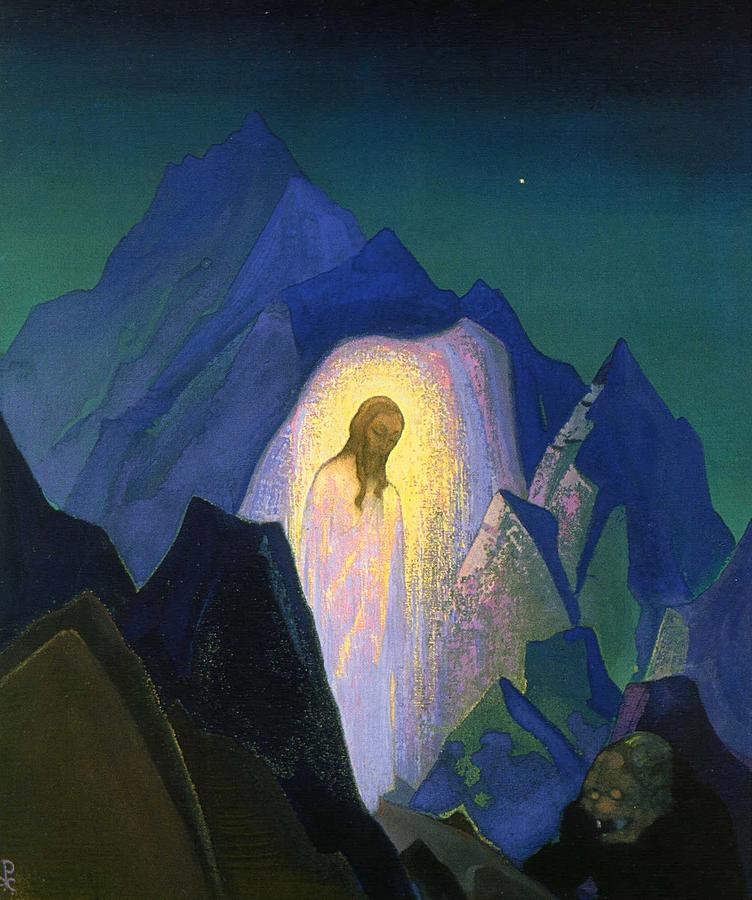 Christ in desert Painting by Nicholas Roerich