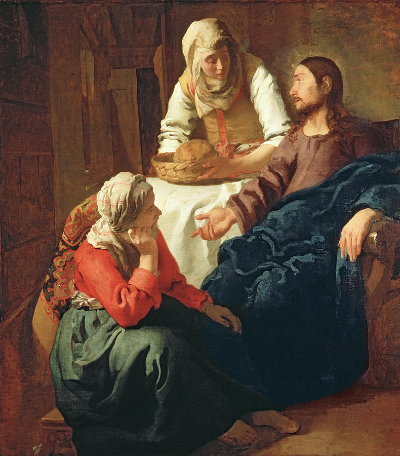 Christ In The House Of Martha And Mary Painting by Jan Vermeer