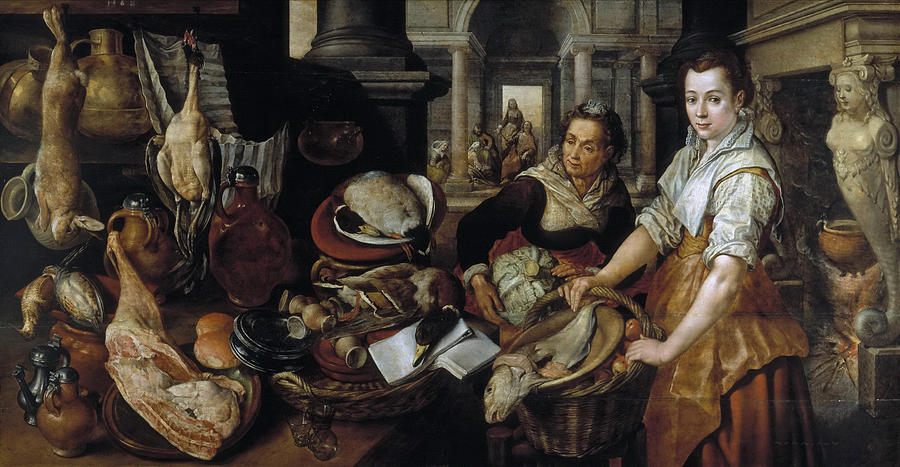Christ in the House of Martha and Mary Painting by Joachim Beuckelaer