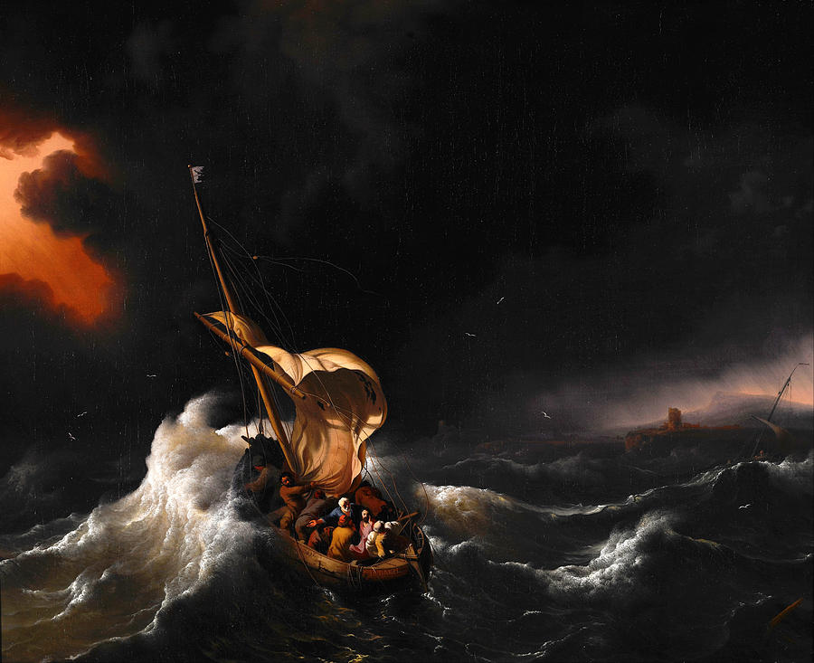 Christ in the Storm on the Sea of Galilee Painting by Ludolf Bakhuizen