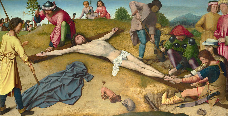 Gerard David Painting - Christ Nailed to the Cross by Gerard David
