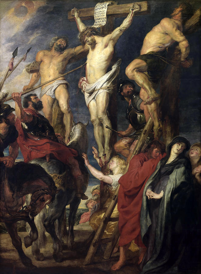 Christ on the Cross between the Two Thieves Painting by Peter Paul Rubens