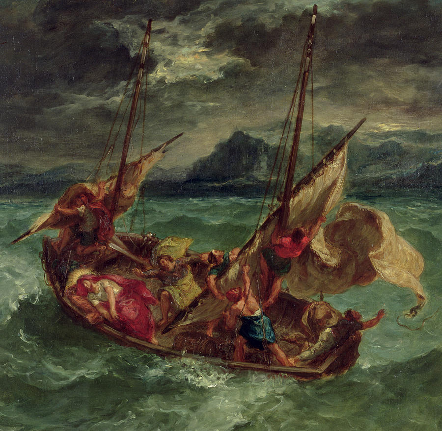 Boat Painting - Christ on the Sea of Galilee by Delacroix