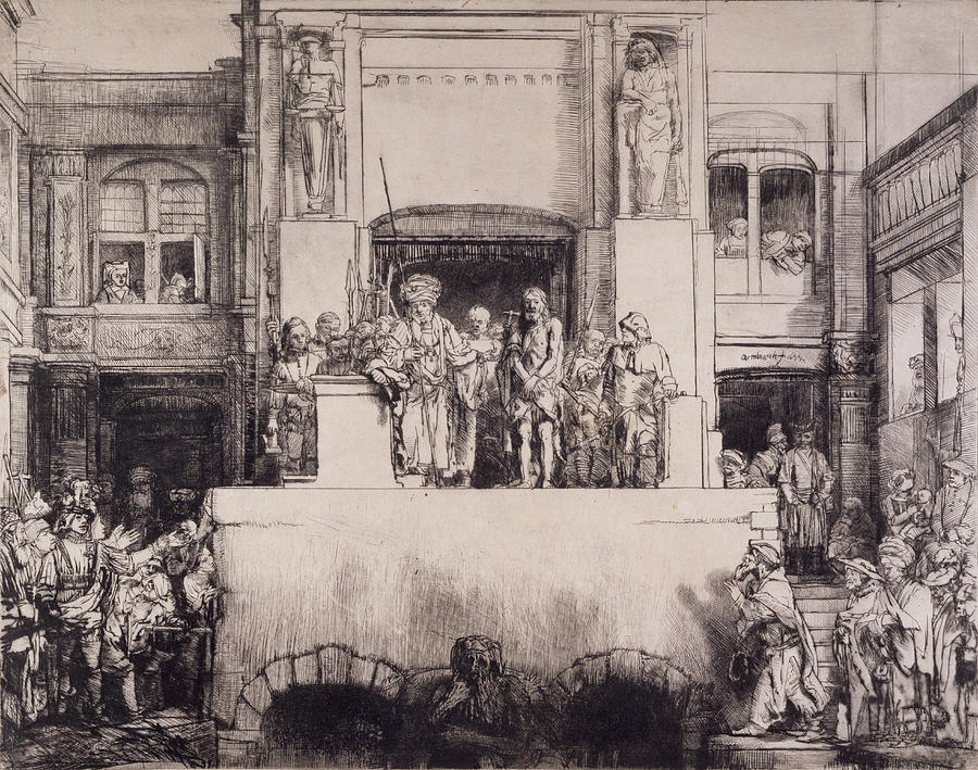 Prisoner Drawing - Christ Presented To The People, 1655 by Rembrandt Harmensz. van Rijn