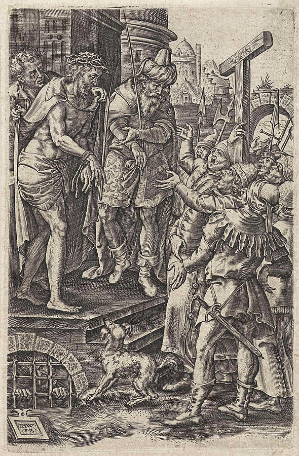 Dungeon Drawing - Christ Presented To The People, Johannes Wierix by Johannes Wierix