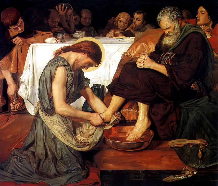 Christ Washing Peters Feet Painting by Ford Madox Brown