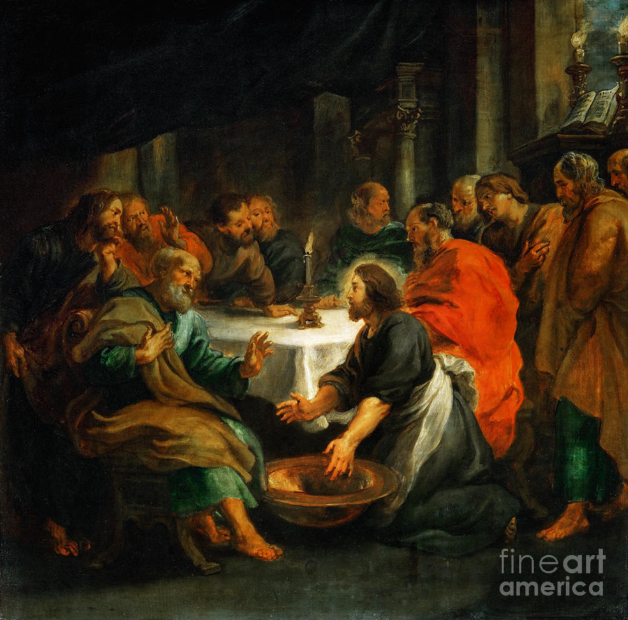 Christ washing the apostles feet Painting by Viktor Birkus - Pixels