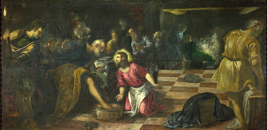 Christ Washing the Disciples Feet Painting by Tintoretto