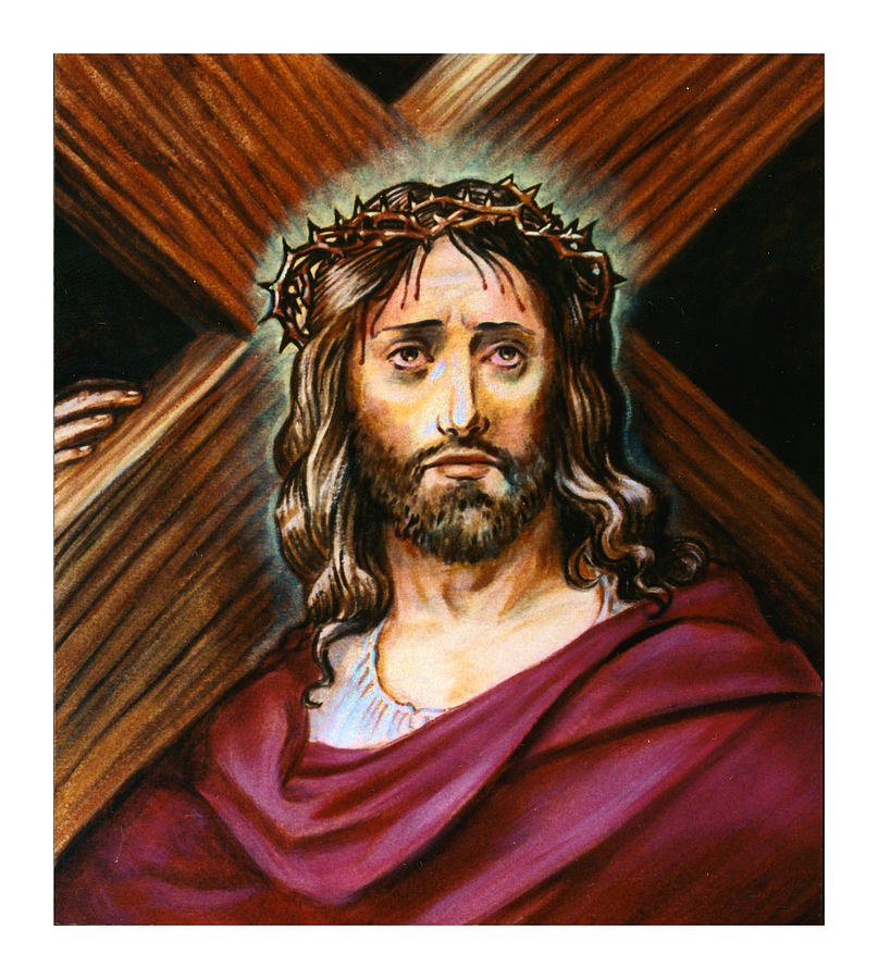 Christ with Cross Painting by John Lautermilch