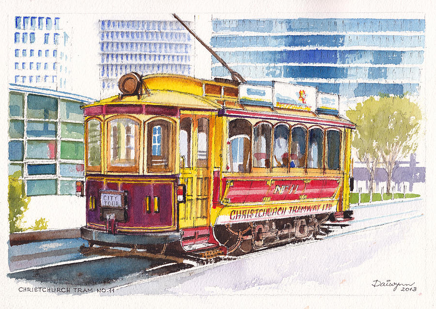 Christchurch Number 11 Tram Painting by Dai Wynn