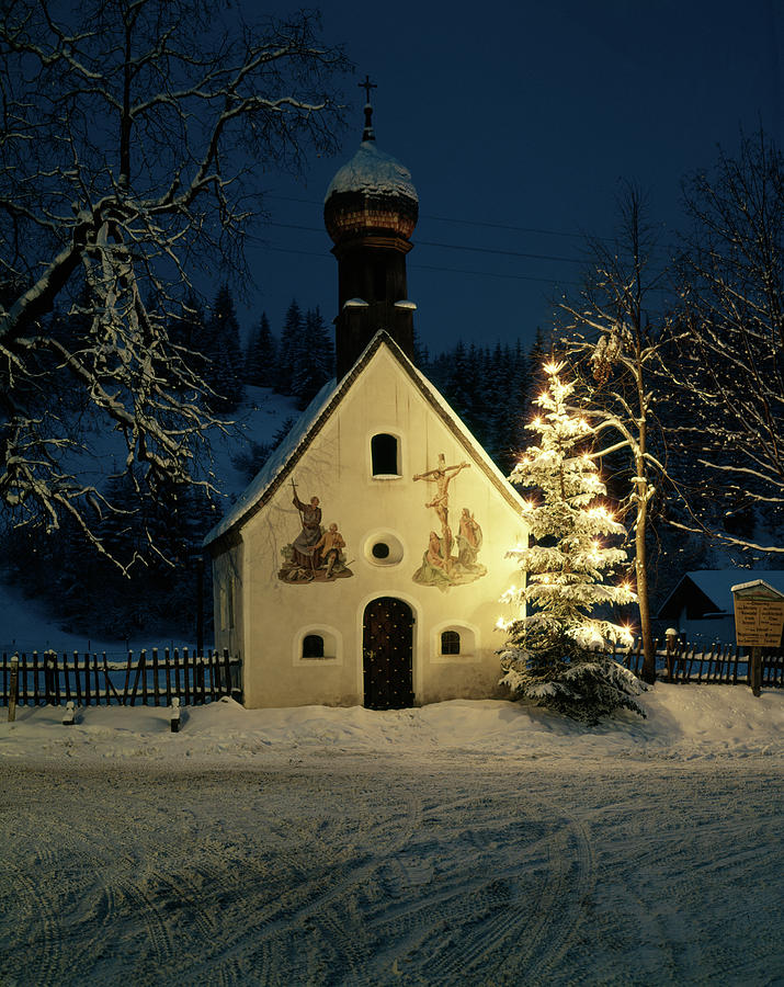 Christian Chapel On Winter Night Photograph by Vintage Images - Fine ...