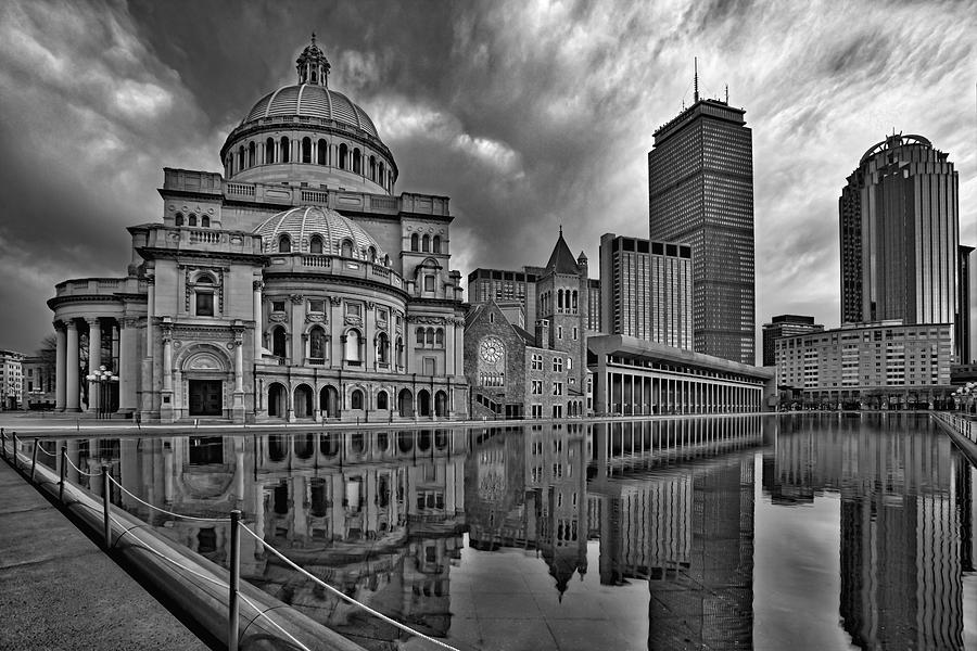 Architecture Photograph - Christian Science Center Boston BW by Susan Candelario