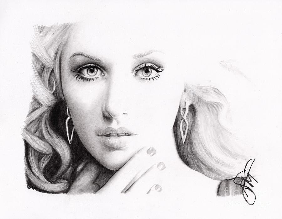 Christina Aguilera Drawing - Christina Aguilera 2 by Rosalinda Markle Christina Aguilera Drawing - Christina Aguilera 2 by Rosalinda Markle
