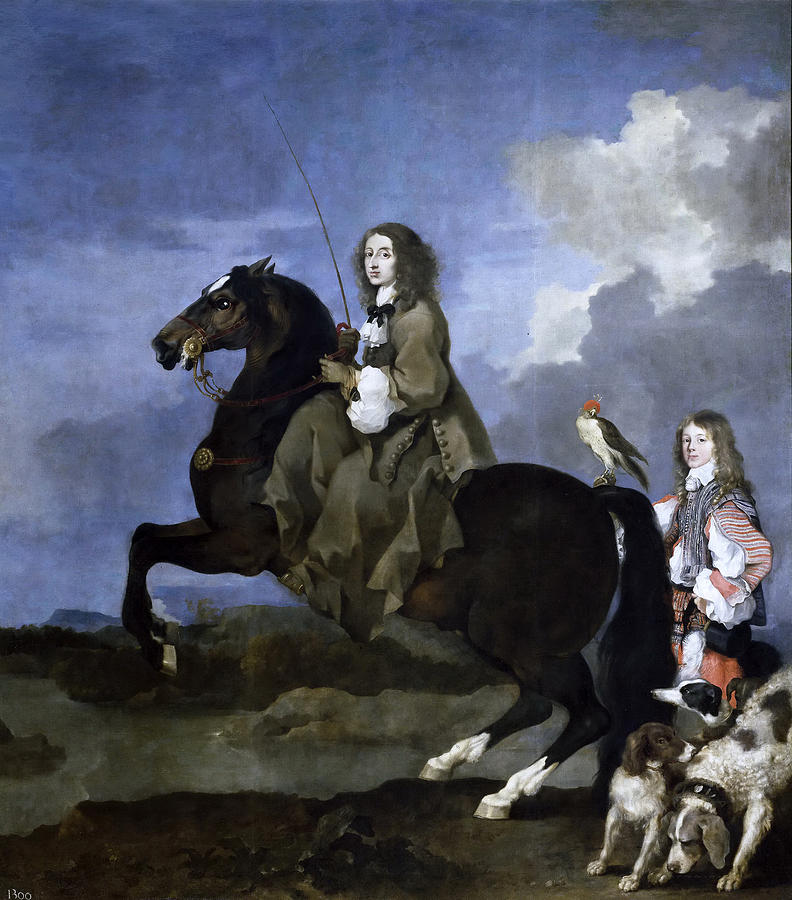 Sebastien Bourdon Painting - Christina Queen of Sweden on Horseback by Sebastien Bourdon