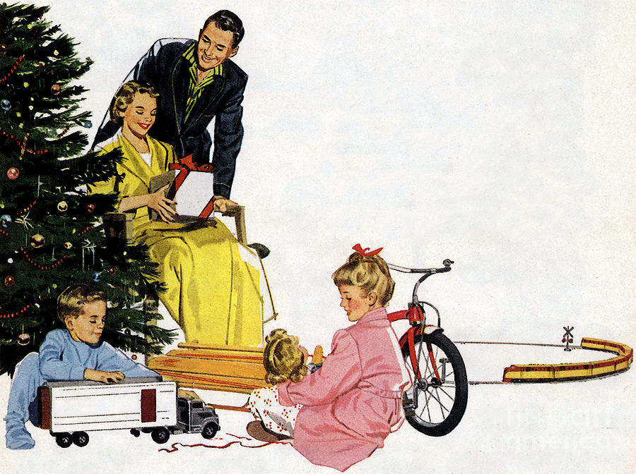 Christmas 1940 50s style vintage classic poster Digital Art by Muirhead  Gallery